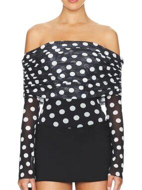 AFRM Maxine Bodysuit In Diagonal Dot Size XS